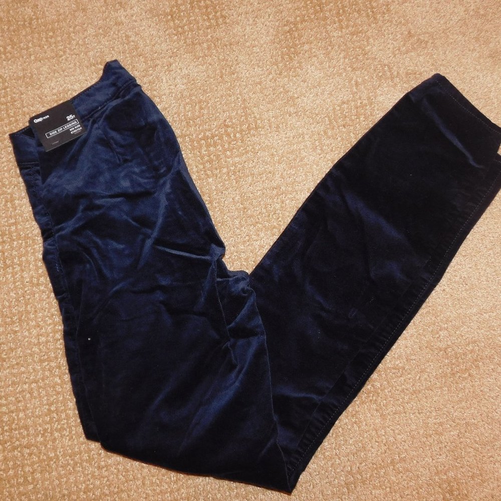 NWT GAP NAVY BLUE VELVET ALWAY SKINNY PANTS 25R